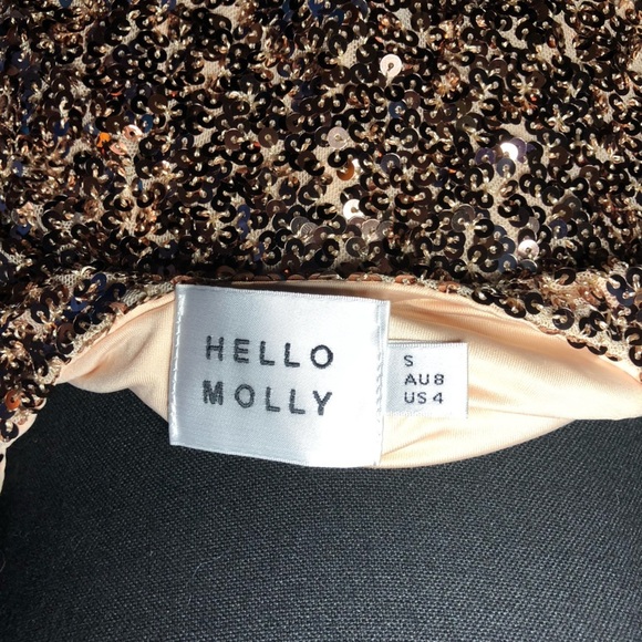 Hello Molly Glittering Bronze Mini Dress size Small - Picture 13 of 16